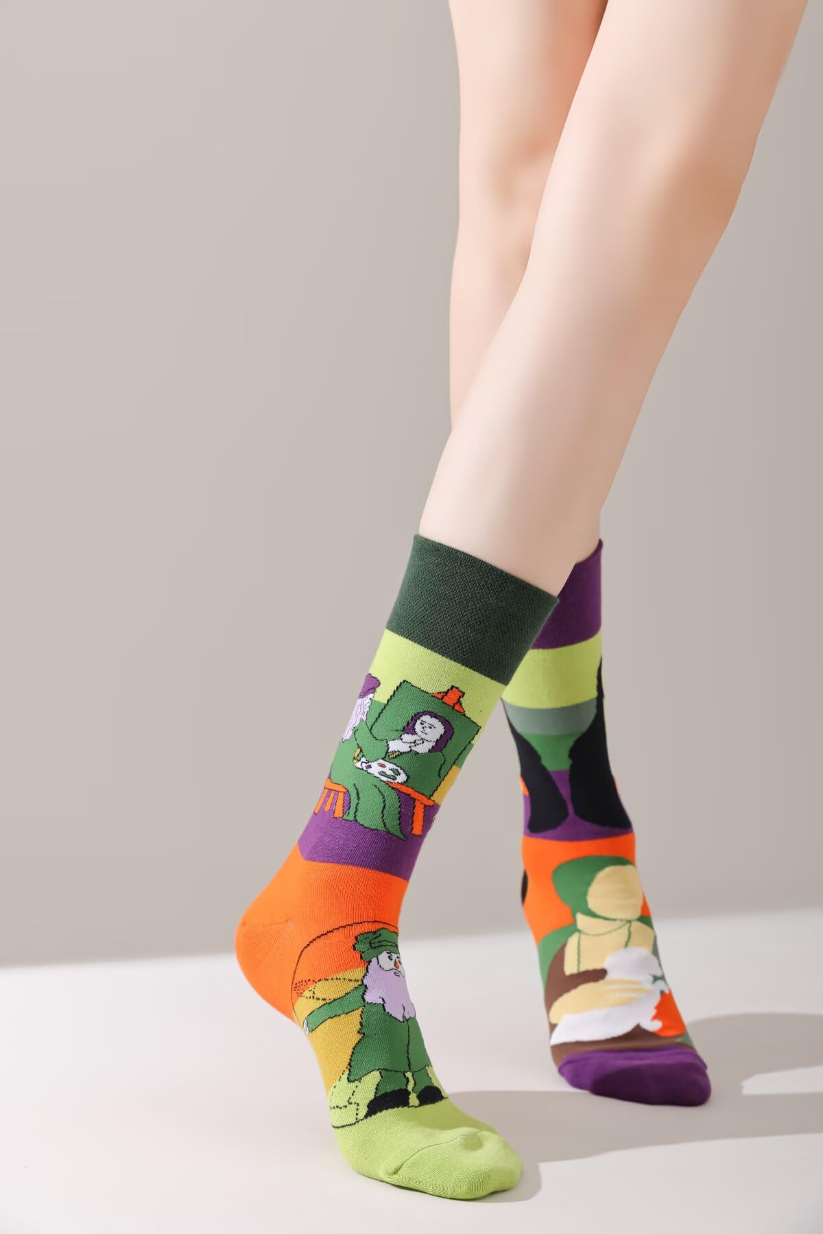 Da Vinci and Mona Lisa Cute Cotton Crew Socks - Soft Above Ankle Sock Gifts