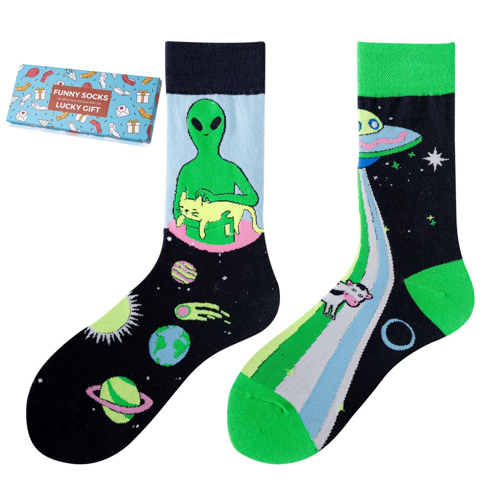 Alien Cute Cotton Crew Socks - Soft Above Ankle Sock Gifts